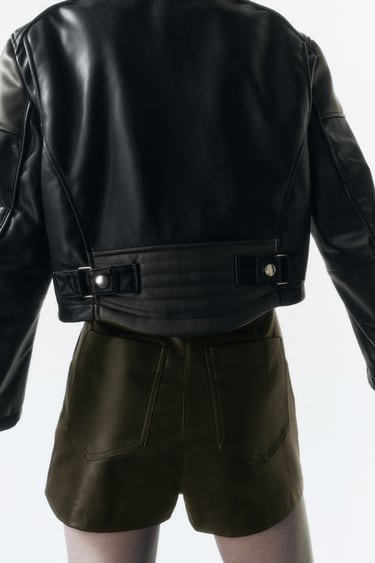 Image 0 of CONTRAST FAUX LEATHER JACKET from Zara