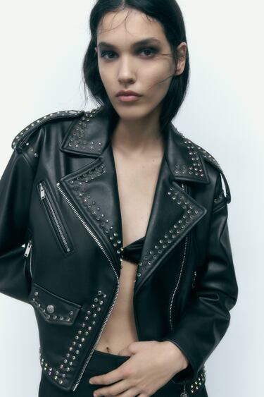 Image 0 of FAUX LEATHER JACKET WITH STUDS from Zara