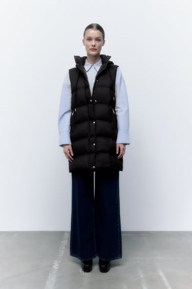 Image 0 of QUILTED GILET WITH HOOD from Zara