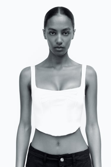 Image 0 of SATIN EFFECT CORSET STYLE CROP TOP from Zara