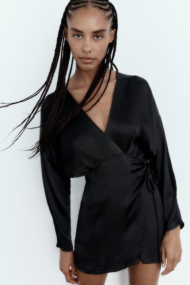 Image 0 of TEXTURED SATIN DRESS from Zara