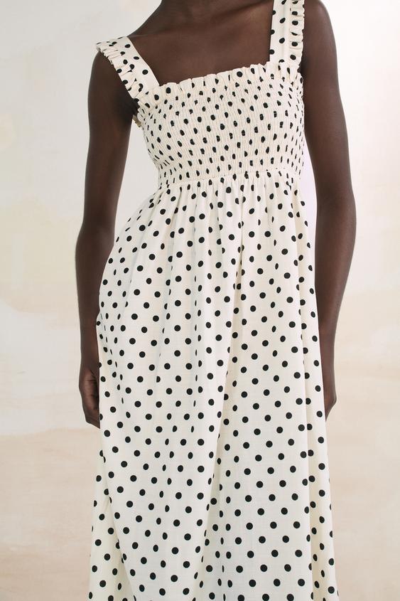 ドットプリント ミディワンピース エクリュ Zara Japan 日本 ドットプリント ミディワンピース エクリュ Zara Japan 日本