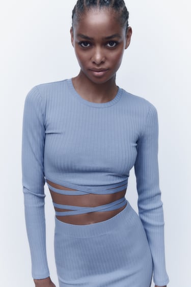 Image 0 of LACE-UP CROP TOP from Zara
