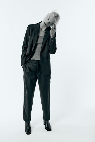 Image 0 of CROPPED PINSTRIPE TROUSERS from Zara