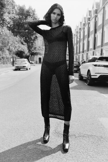 Image 0 of POINTELLE KNIT DRESS WITH METALLIC THREAD from Zara