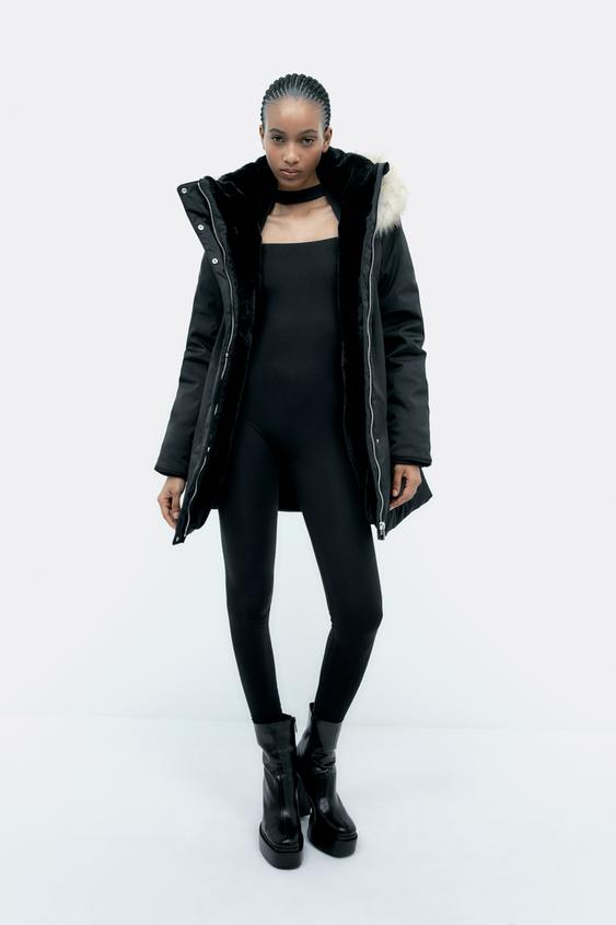 Quilted coat with hood zara Clearance