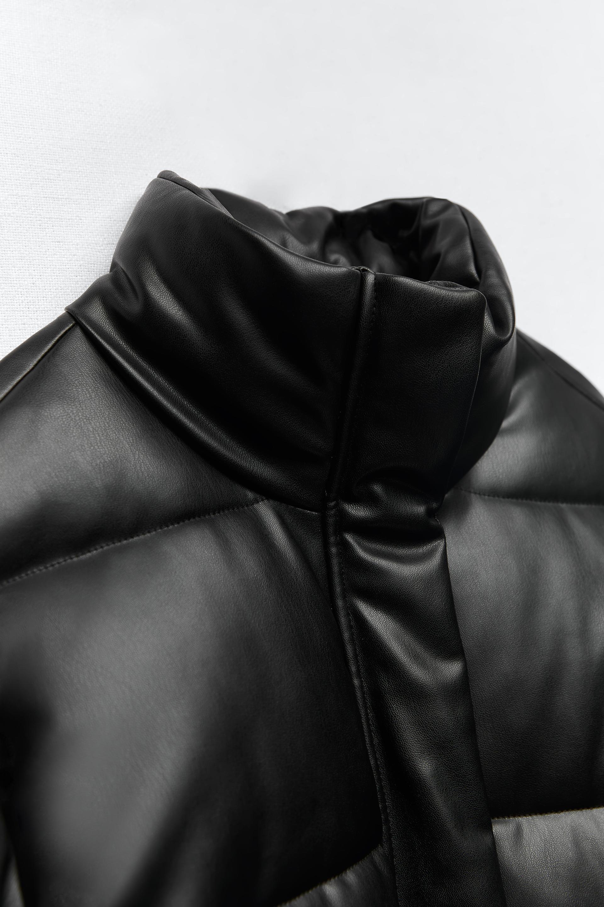 Zara men's leather puffer jacket Clearance