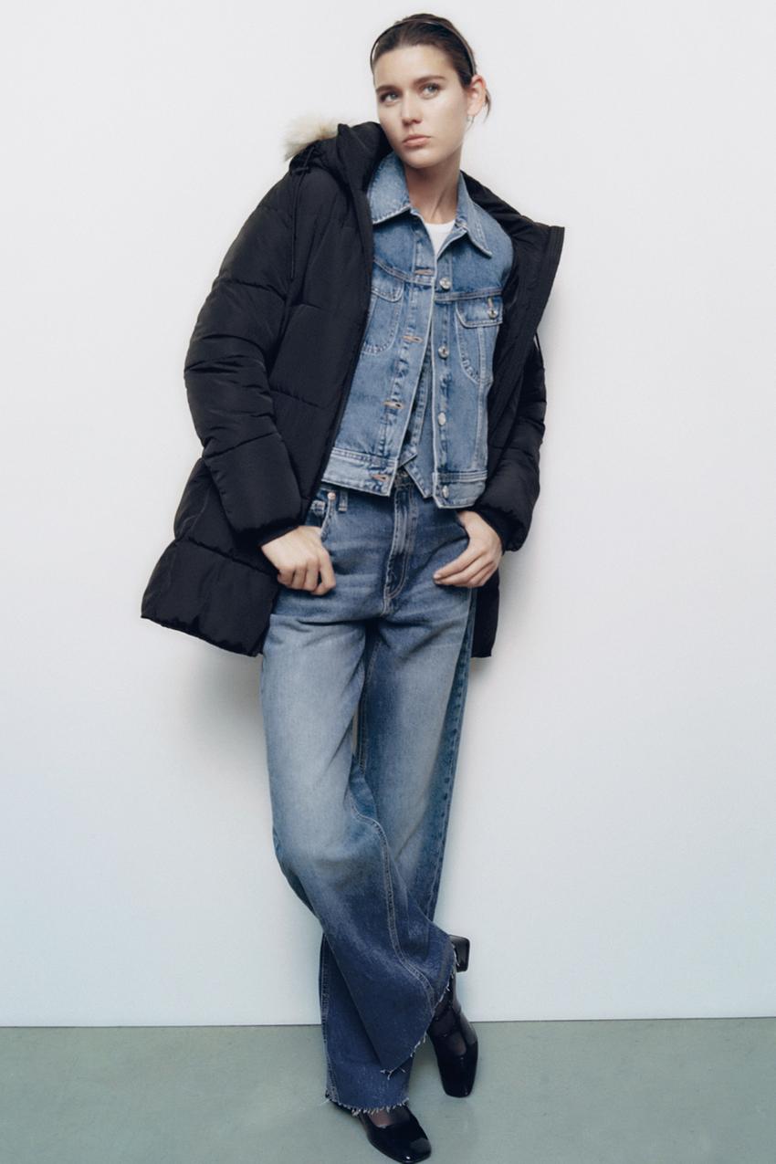 Womens black padded coat zara Clearance