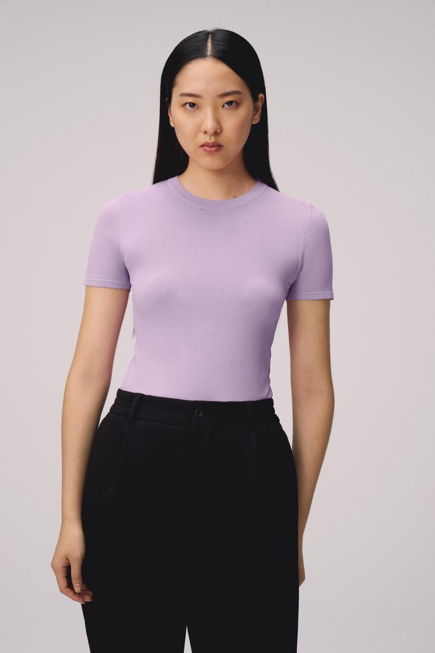 Zara purple knit top Clearance