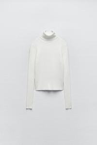CROPPED HIGH NECK SWEATER - White 