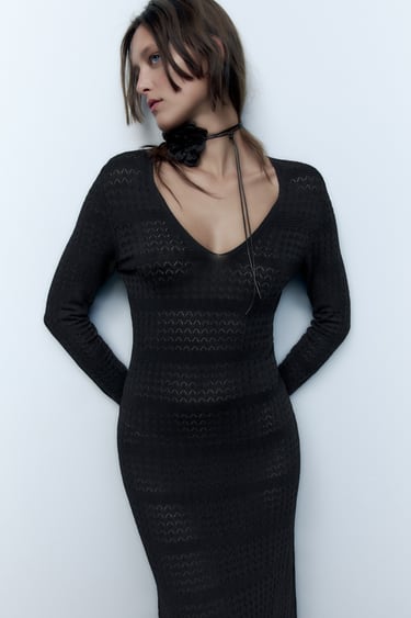Image 0 of POINTELLE KNIT DRESS from Zara