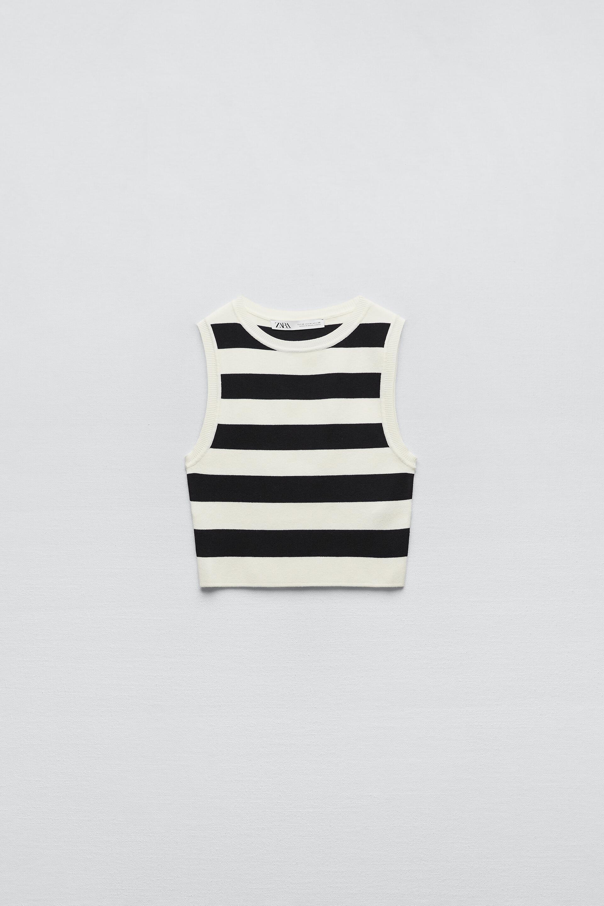 Black and white striped top zara Clearance
