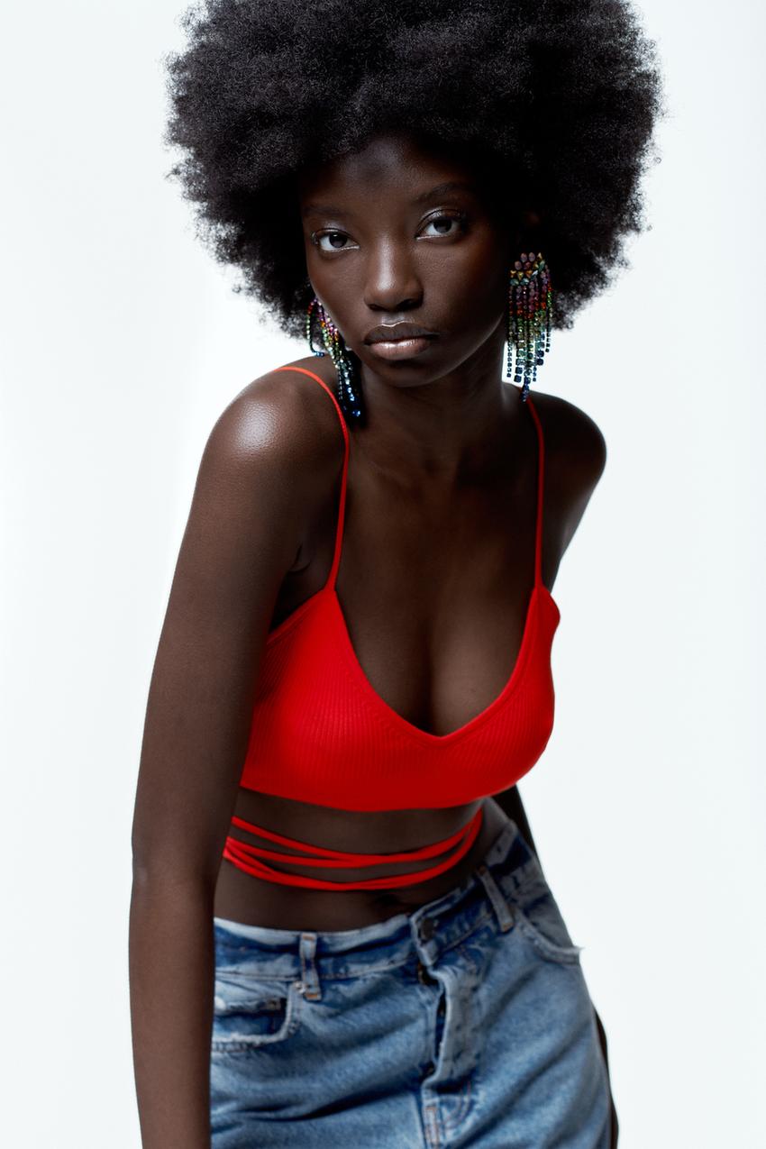 Red zara crop top Outlet