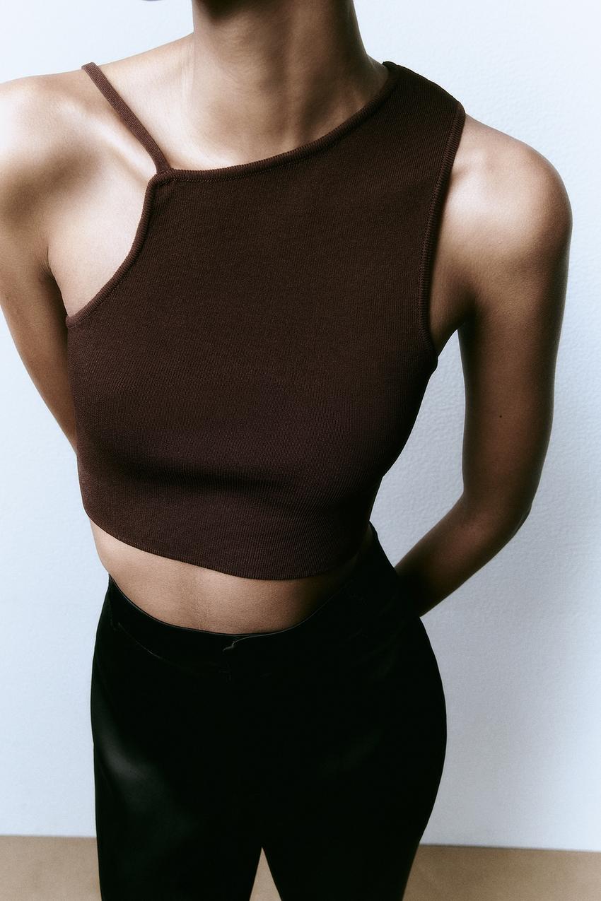 Zara brown asymmetric top Clearance