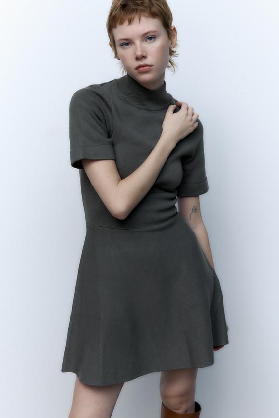 スケーター ニットワンピース チャコールグレー Zara Japan 日本 スケーター ニットワンピース チャコールグレー Zara Japan 日本