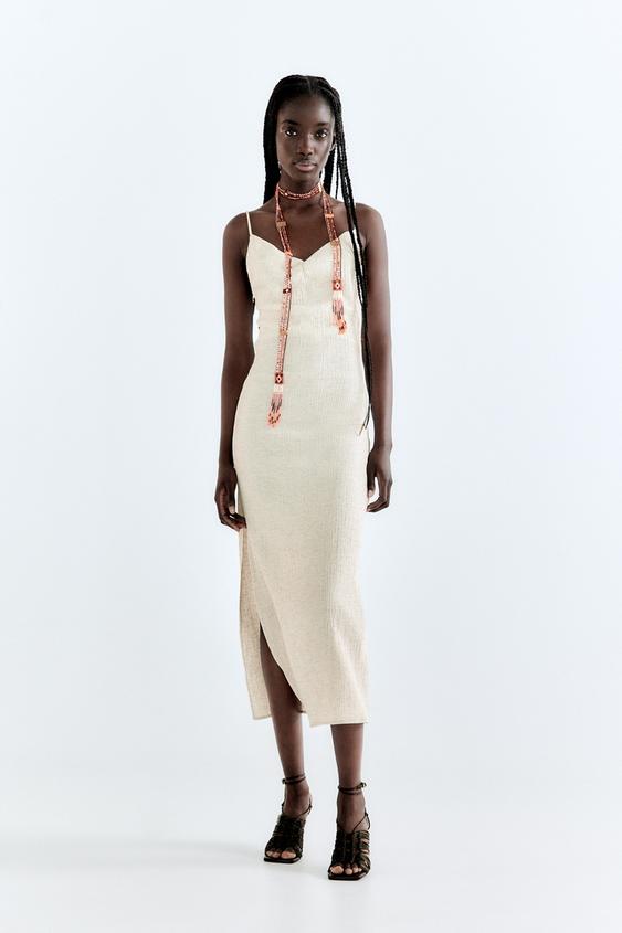 テクスチャー織地ミディ丈ワンピース エクリュ Zara Japan 日本 テクスチャー織地ミディ丈ワンピース エクリュ Zara Japan 日本
