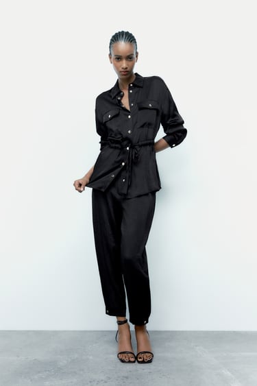Image 0 of SATIN OVERSHIRT WITH WRINKLED EFFECT from Zara