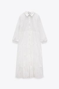 VESTIDO CAMISERO BORDADOS - Blanco | ZARA España