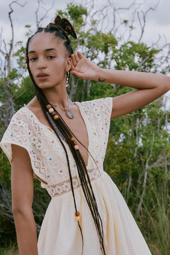 ビーズ エンブロイダリー ワンピース エクリュ Zara Japan 日本 ビーズ エンブロイダリー ワンピース エクリュ Zara Japan 日本