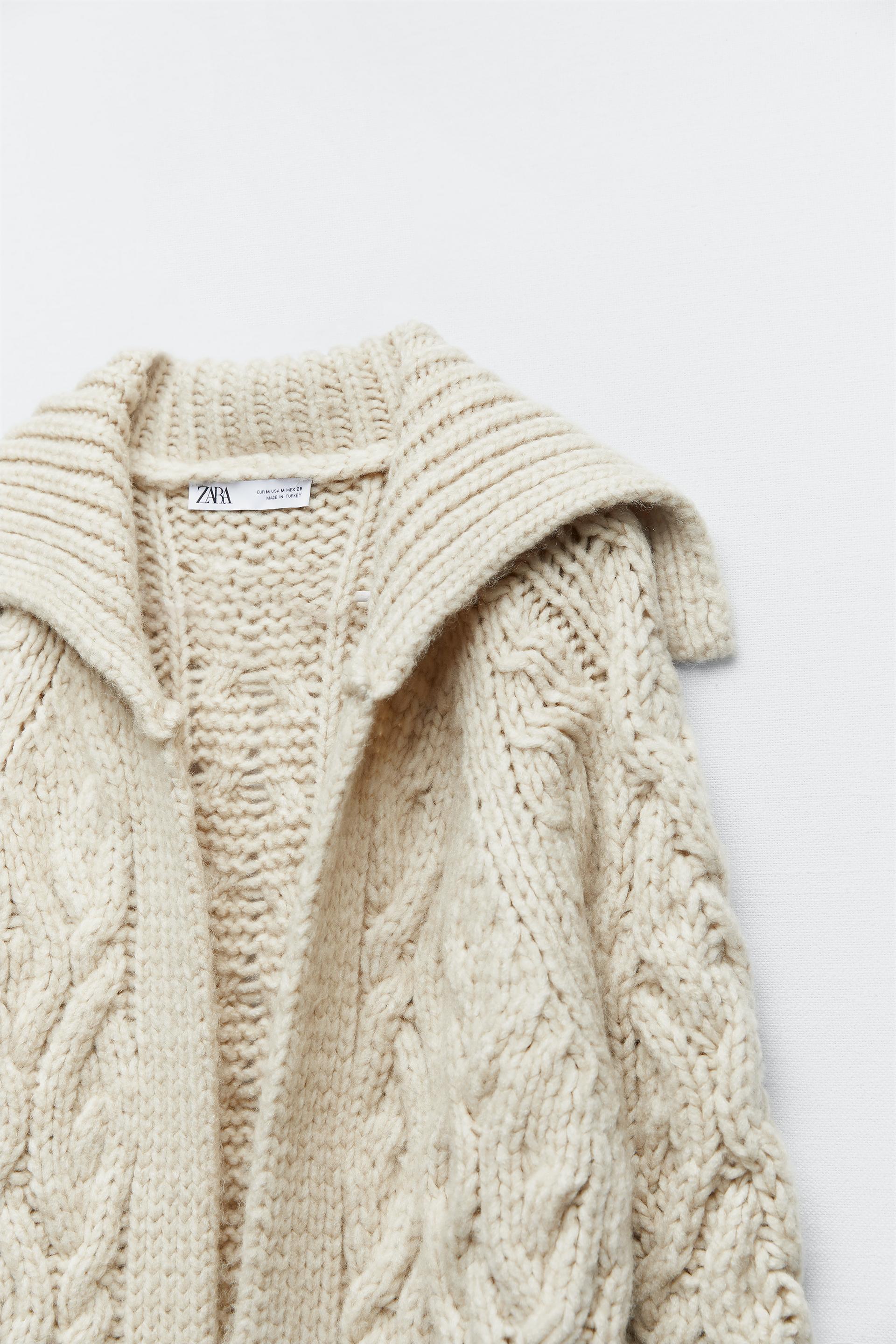 CABLE-KNIT 3D COAT - Mid-ecru | ZARA 