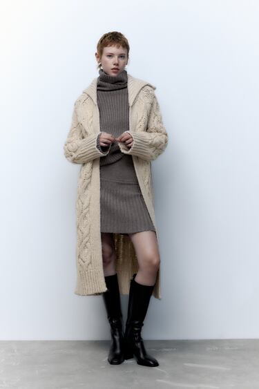 Image 0 of CABLE-KNIT 3D COAT from Zara