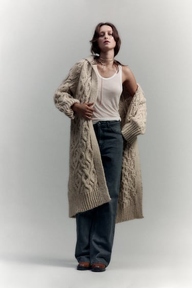 Image 0 of 3D CABLE KNIT COAT from Zara