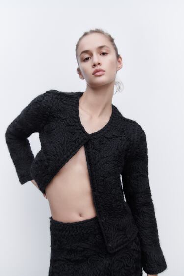 Image 0 of WOOL BLEND CROPPED CARDIGAN from Zara
