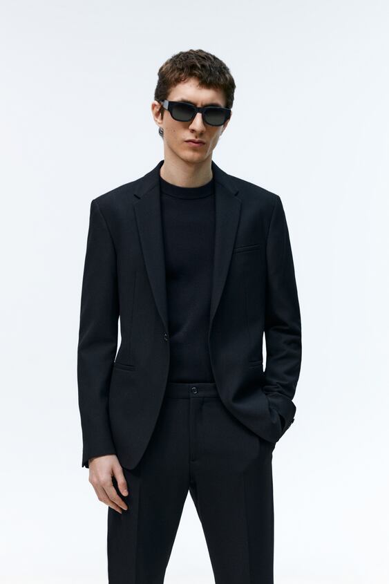 zara.com | Textured Suit Blazer Black