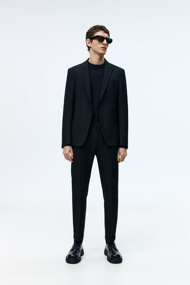 TEXTURED SUIT TROUSERS
