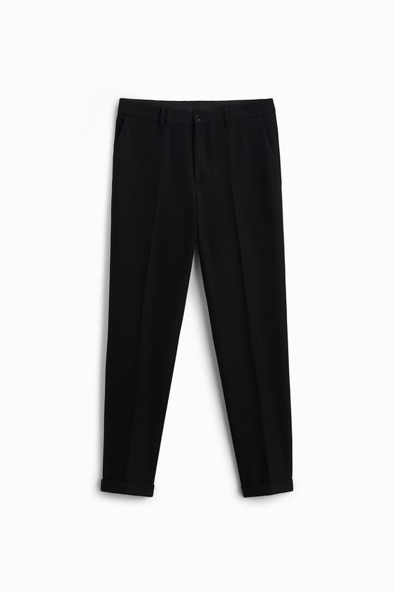zara.com | Textured Suit Trousers Black