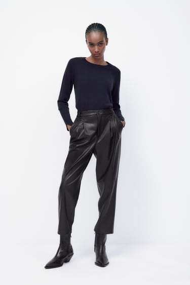 Image 0 of FAUX LEATHER TROUSERS from Zara