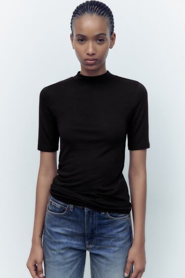 Image 0 of SOFT HIGH NECK T-SHIRT from Zara