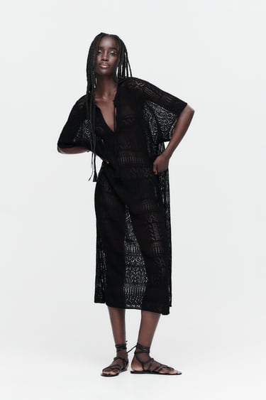 Image 0 of POINTELLE KNIT CAFTAN from Zara