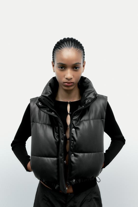 Leather gilet womens zara Clearance