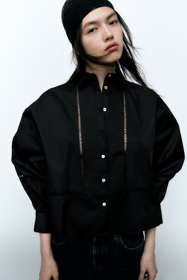 Image 0 of POPLIN SHIRT WITH LACE TRIMS from Zara