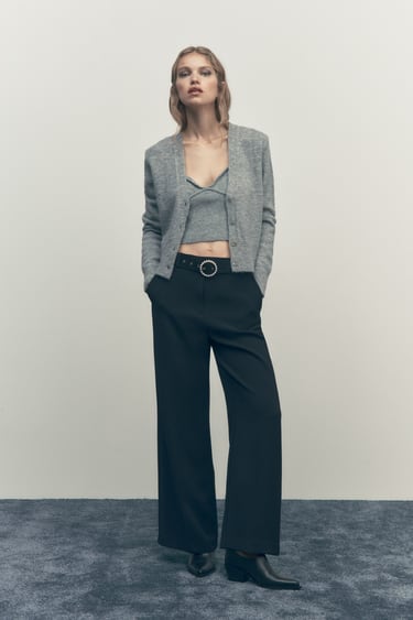 Image 0 of CULOTTES WITH BELT AND FAUX PEARL BUCKLE from Zara