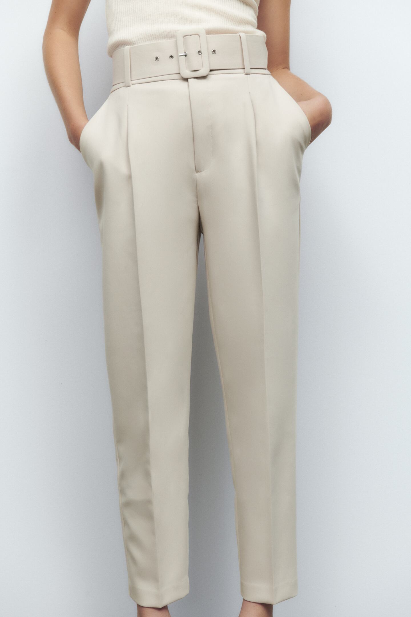 Trousers With Lined Belt