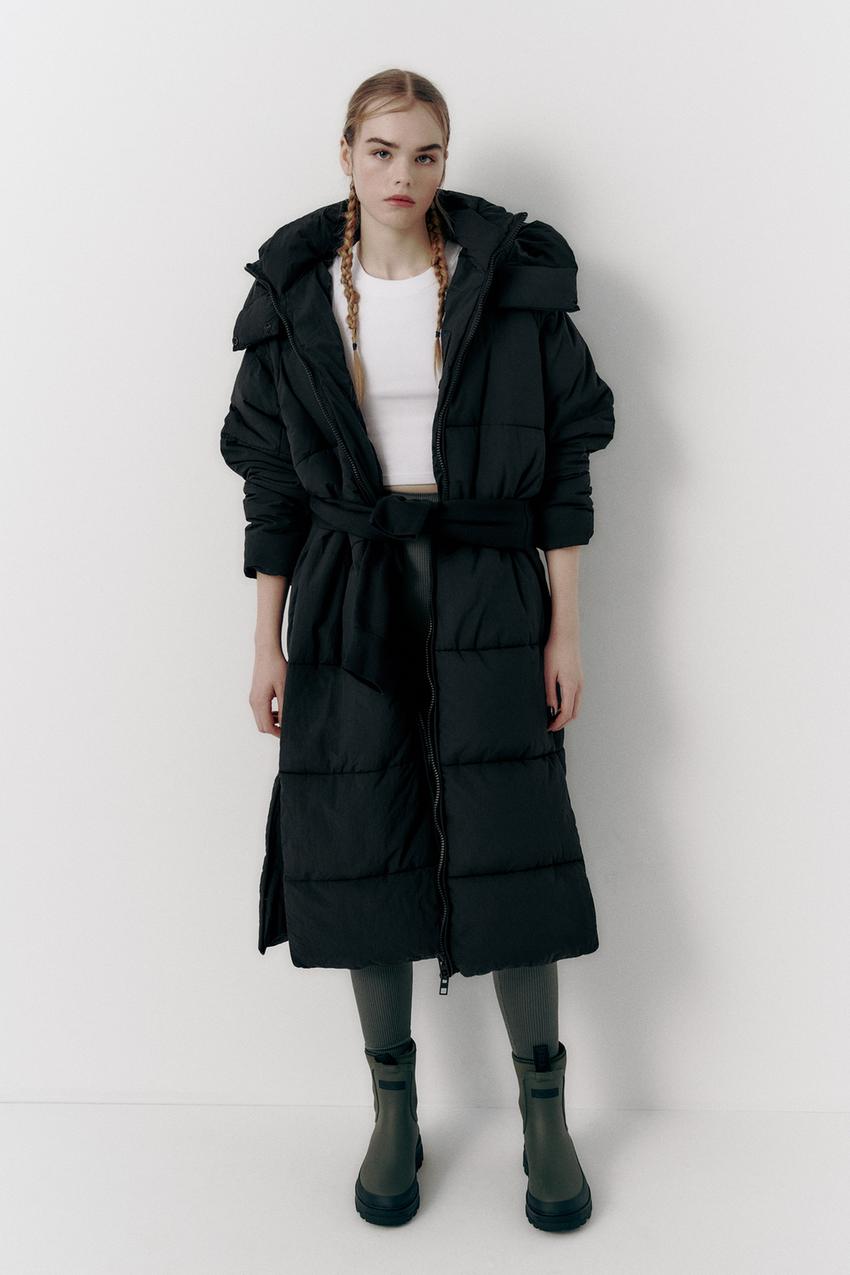 Long black puffer coat zara Clearance
