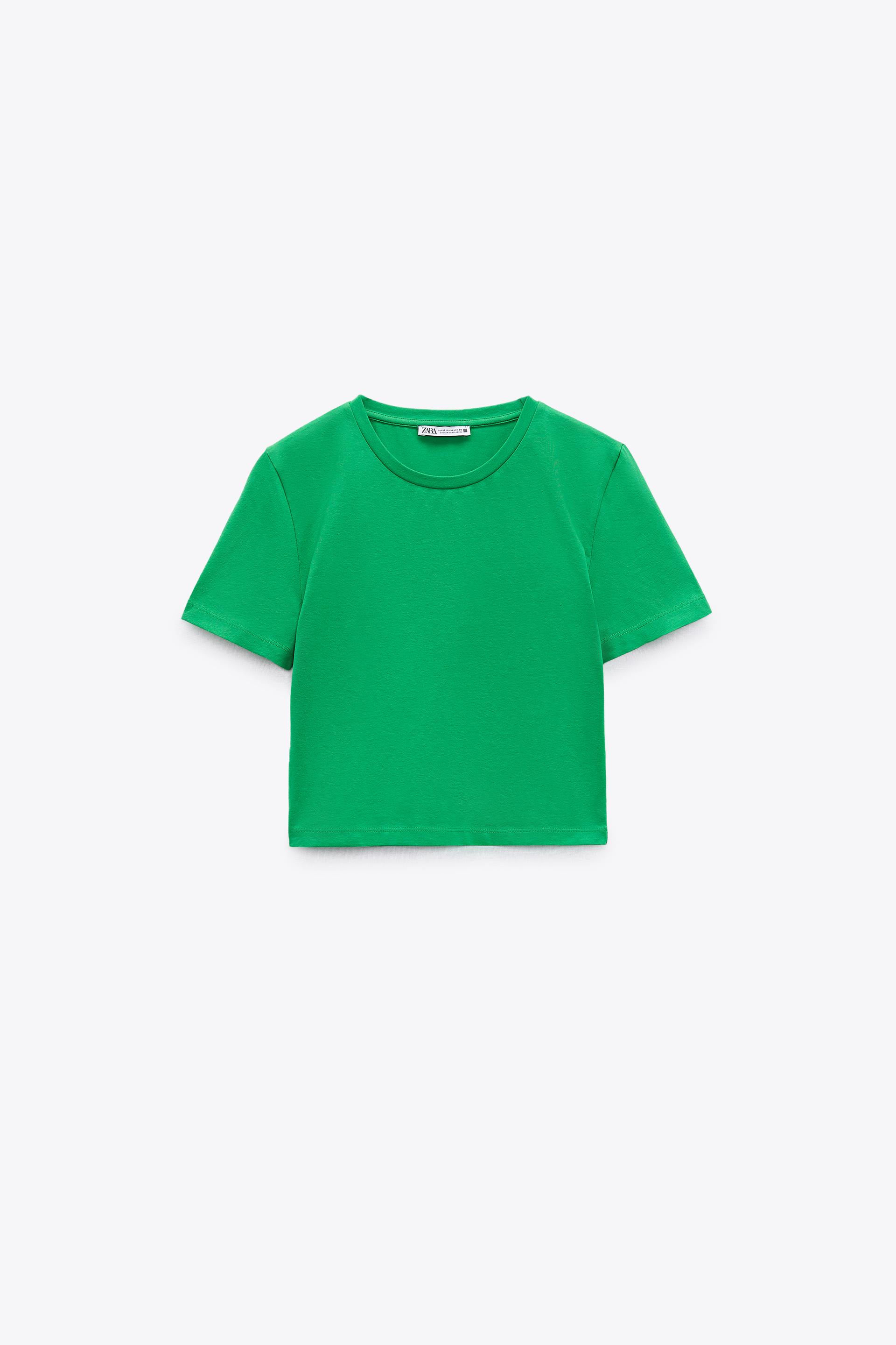 Zara green cropped shirt Clearance