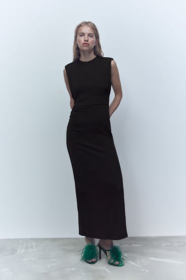 Image 0 of DRAPED DRESS WITH SHOULDER PADS from Zara