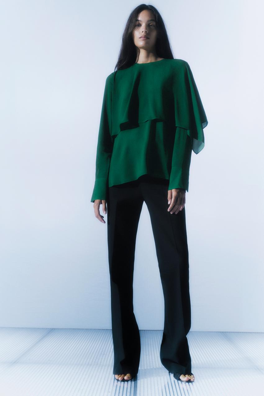 Emerald green top zara Outlet