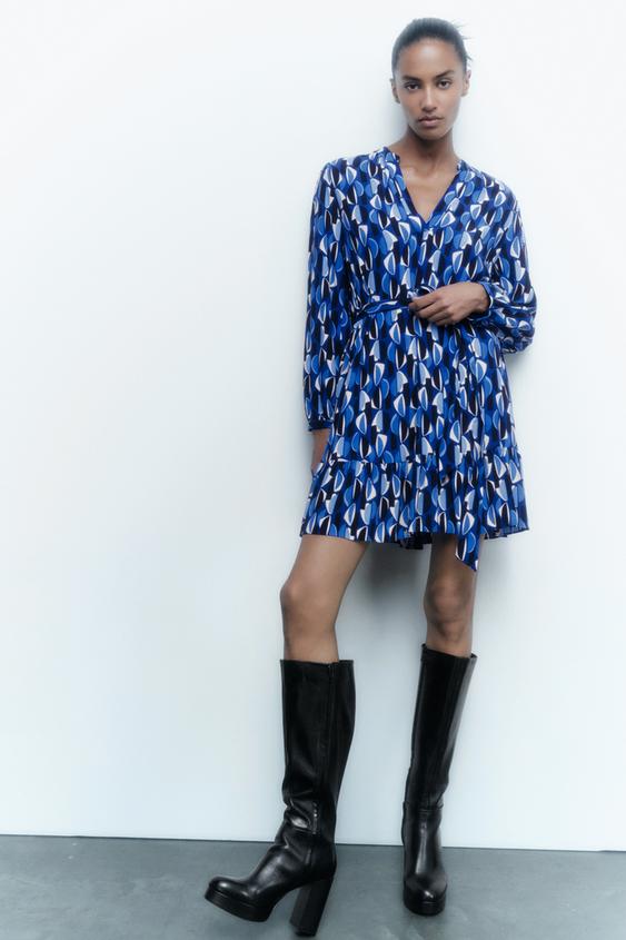 花柄ミニワンピース ブルー Zara Japan 日本 花柄ミニワンピース ブルー Zara Japan 日本