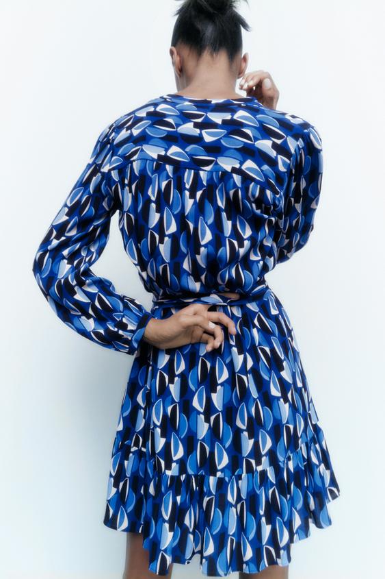 花柄ミニワンピース ブルー Zara Japan 日本 花柄ミニワンピース ブルー Zara Japan 日本