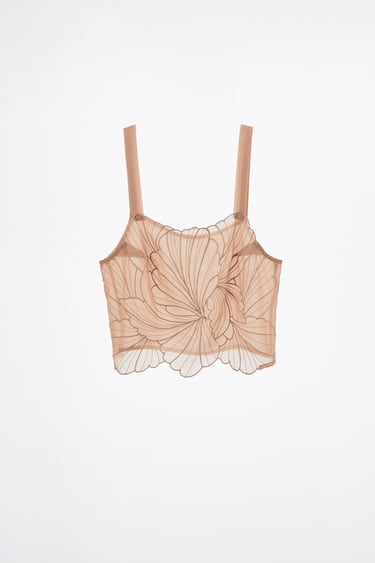 Image 0 of LEAF EMBROIDERY TOP from Zara