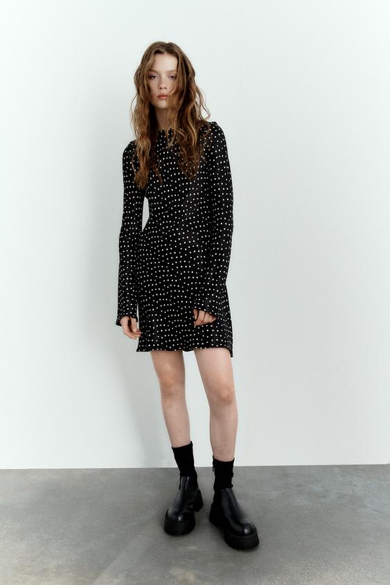 Zara polka dot dress satin Clearance