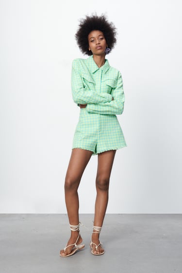 STRUCTURED GINGHAM PATTERN SHORTS