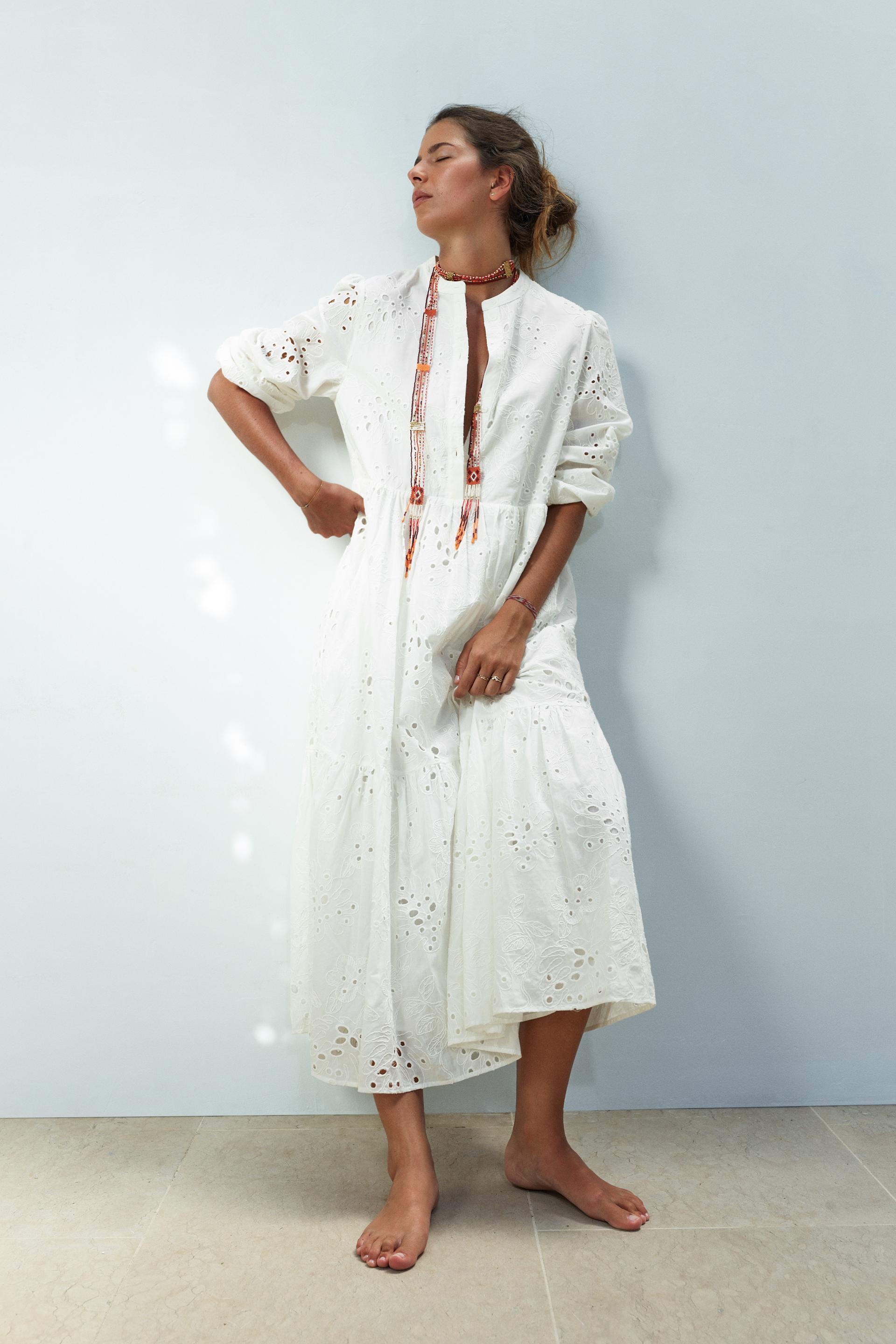 カットワーク刺繍ワンピース ホワイト Zara Japan 日本 カットワーク刺繍ワンピース ホワイト Zara Japan 日本