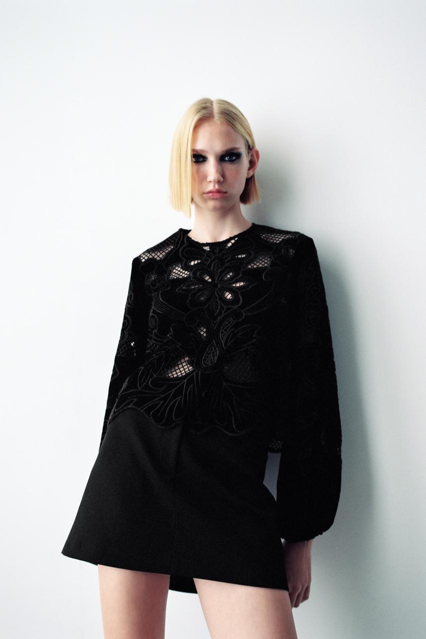 Velvet blouse zara Clearance