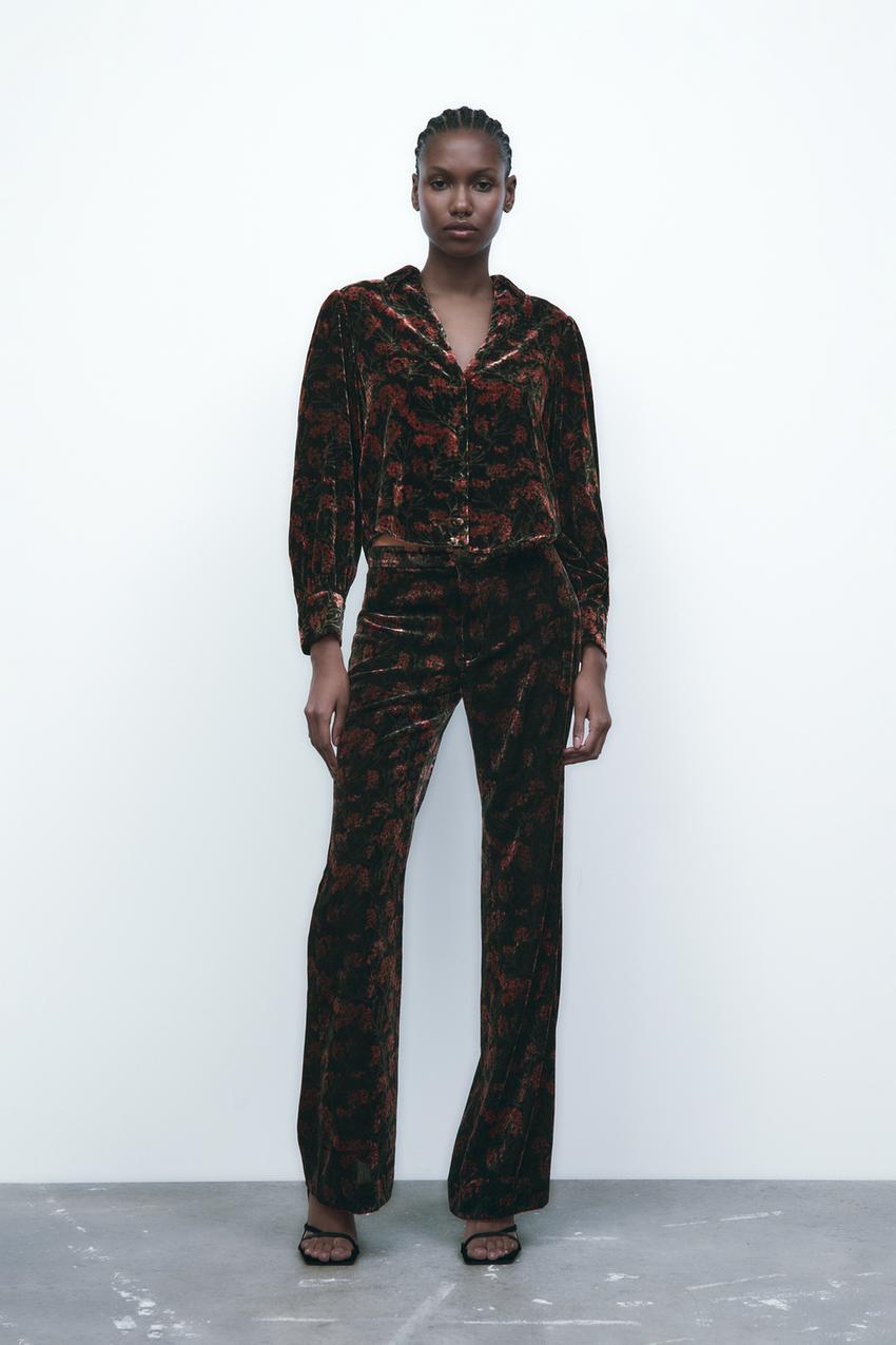 Velvet trousers zara Clearance