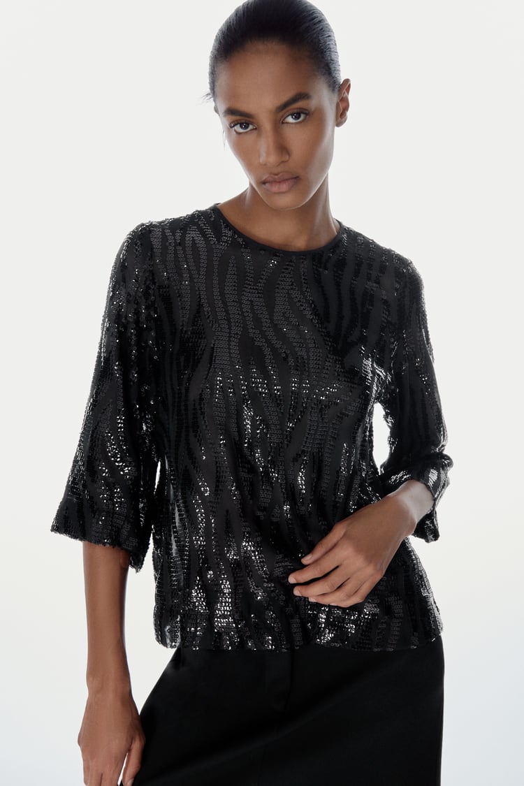 Image 1 of SEQUINNED TOP from Zara